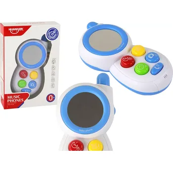 Interaktivní dětský telefon se světly, zvuky a zrcátkem – modrý