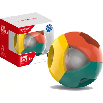 Barevný chrastící míček s geometrickými tvary pro miminka