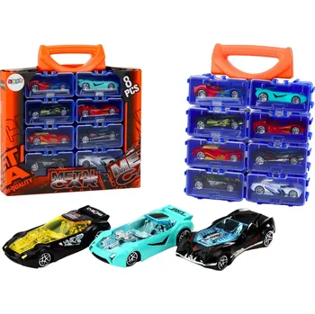 Hračka Lean Toys Sada autíček s pružinami v kovovém kufříku, 8 kusů