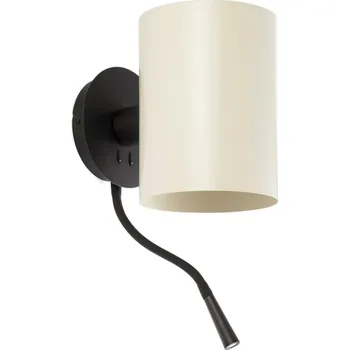 Svítidlo FARO GUADALUPE nástěnná lampa, černá/béžová, se čtecí lampičkou