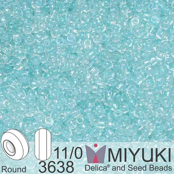 Korálek Korálky Miyuki Round 11/0. Barva 3638 Fancy Lined Soft Aqua. Balení 5g.