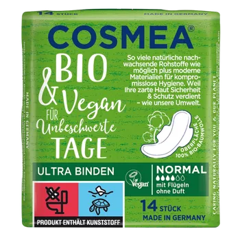 Cosmea Vložky Ultra Normal s křidélky 14 ks eco ECO VEGAN Množství: 1 ks