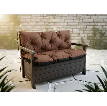 Zahradní lavice Prošívané sezení ELIAS, polstr na zahradní lavici - sedák s opěrkou, HNĚDÁ color 22, různé rozměry, Mybesthome Rozměr: 100x60x50 cm