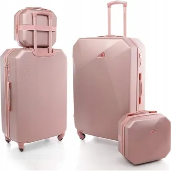 Zlato-růžová 2-dílná sada luxusních plastových kufrů "Glamour" - vel. XL+S