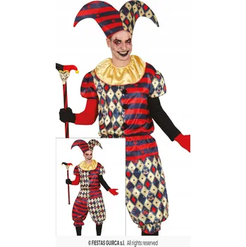Karnevalový kostým KOSTÝM BAREVNÝ HARLEKÝN KLAUN ŠAŠEK BLÁZEN HALLOWEEN m