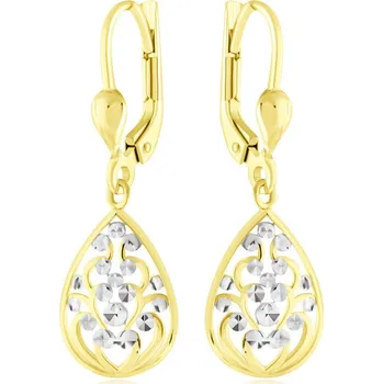 Náušnice GEMMAX Zlaté visací náušnice s prořezávaným motivem – zlatý šperk ryzosti 585/1000 v Dárkovém balení s Certifikátem GLECN-02314