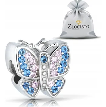 Přívěsek STŘÍBRNÝ CHARMS KORÁLEK PŘÍVĚSEK BEAD NA NÁRAMKY 925 RŮŽOVO-MODRÝ M