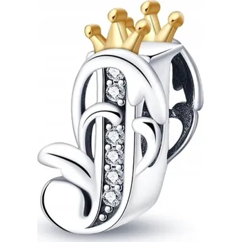 Přívěsek Přívěsek STŘÍBRO 925 Charms Korunka Písmeno J
