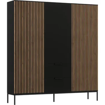 Ložnicová sestava Meorati 185 Šatní skříň černá/dub artisan