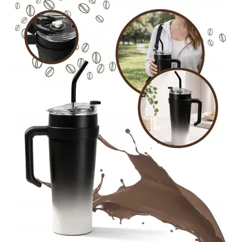 Termoska TERMOHRNEK TERMOSKA SE SLÁMKOU NEREZOVÁ OCEL NA NÁPOJE VELKÝ 1200 ML