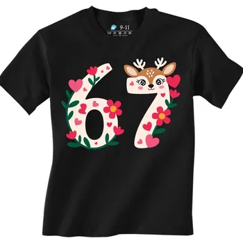 Dívčí tričko Dětské tričko Roztomilý Sob 67 Six Seven Meme (Velikost: 9-11, Barva: Černá)