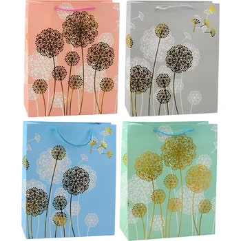 Dárková taška Dárková taška s motivem pampelišek a zlatými akcenty 32 × 26 × 12 cm