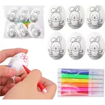 Sada polystyrenových velikonočních vajíček k malování se zajíčkem, 6 ks s fixami