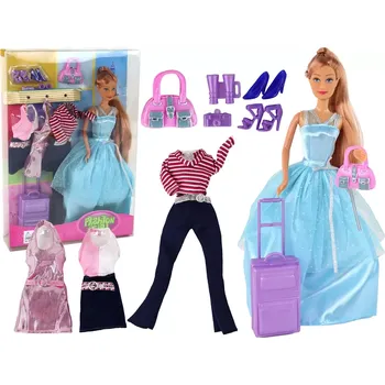 Panenka LEAN Toys Sada panenky s kufrem peněženka