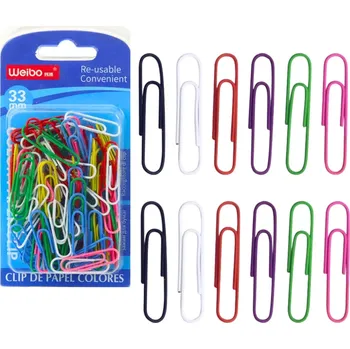 Kancelářská sponka Sada barevných kancelářských sponek na papír 33 mm 90 ks