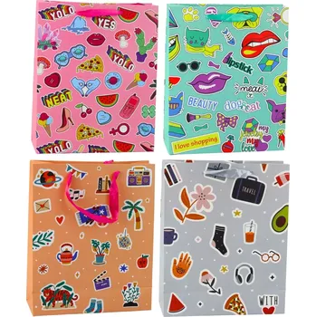 Dárková taška s barevnými samolepkami 32 × 26 × 12 cm