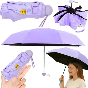 Deštník Kapesní skládací deštník s UV ochranou UPF 50+ 90 cm, fialový
