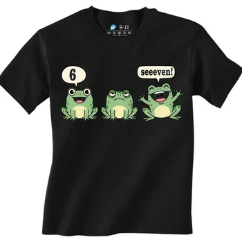 Chlapecké tričko Dětské tričko Žabí Meme 67 Six Seeeven! (Velikost: 3-4, Barva: Černá)