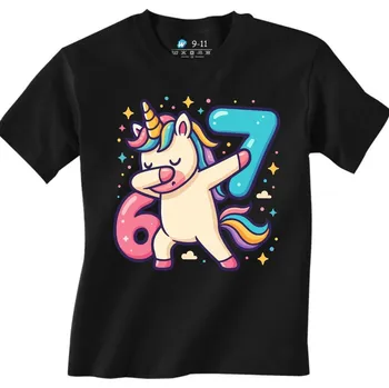 Chlapecké tričko Dětské tričko Dabující Jednorožec 67 Six Seven (Velikost: 12-13, Barva: Černá)
