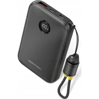 Powerbanka Powerbank Vention 10000mAh 2 x USB-C 1x USB-A s displejem 22,5W černý