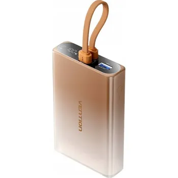 Powerbanka Powerbank Vention 10000mAh USB-C + Lightning + USB-A 22,5W s LED indikátorem, měděný