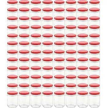 Sklenice Sklenice na džem 230 ml, sklo, červené víko, 96 ks