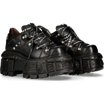 Pánská zimní obuv boty kožené unisex - ITALI NEGRO - NEW ROCK - M.TANK120NSHLACE-S1 - 36