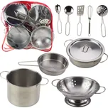 Kovový kuchyňský set pro děti v průhledném batůžku, 12 dílů