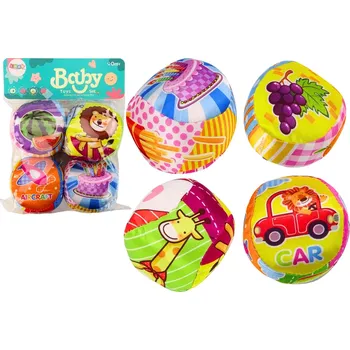 Hračka pro nejmenší měkké barevné vzdělávací chrastící míčky, sada 4 ks