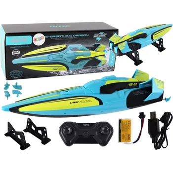 RC model auta RC motorový člun 2.4 GHz – žluto‑tyrkysový, voděodolný dálkové ovládání