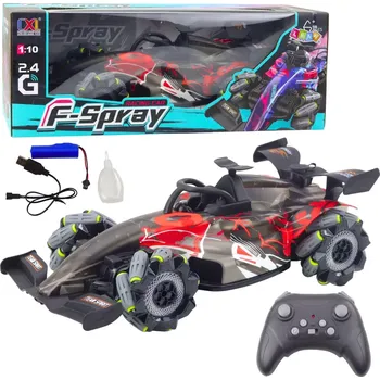 RC model auta RC závodní auto 1:10 s LED světly, vodní párou a 2,4 GHz – červené