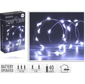 Vánoční dekorace Led řetěz 40 lediod ledová bílá, box 29 gram 42 gram