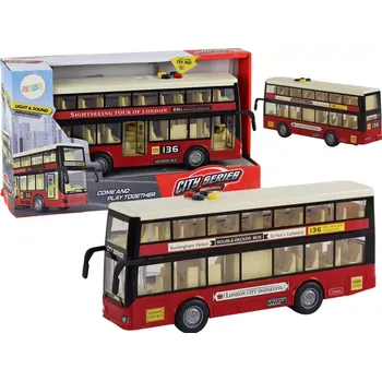 autíčko LEAN Toys Světla dvoupatrového městského autobusu zní červeně 1:16