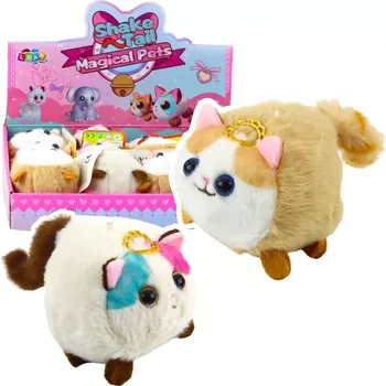 plyšák Plyšový kocourek s točícím ocáskem hnědo-bílý