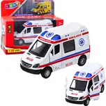 Kovová sanitka 1:32 s pohonem pull-back, světly a zvuky – bílá