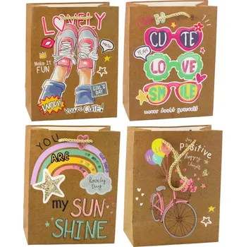 Papírová dárková taška s barevnými motivy 23 x 18 x 10,5 cm