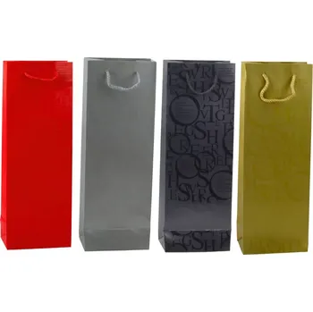 Dárková taška na láhev s reliéfními nápisy 35 × 12 × 9 cm