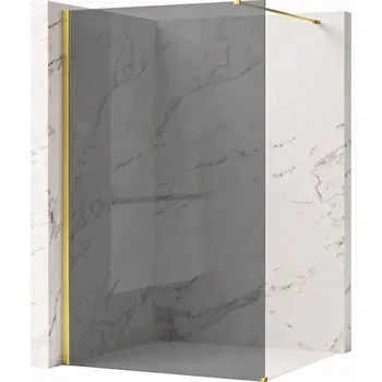 Bezrámová sprchová zástěna REA FLEXI GOLD 100 cm, zlatá lesk/šedá kouřová - bez vaničky