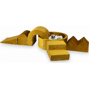 Dětské hřiště Pěnové dětské hřiště s kulatým bazénkem 90x30 Velvet Zlatá + 5 dílů + 2