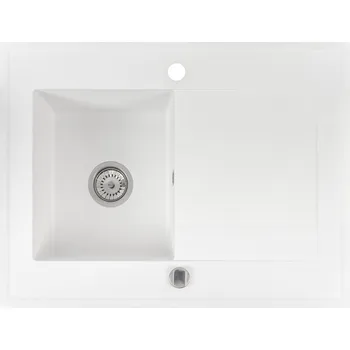 Granitový dřez Granitový dřez GRANDE 10 Dřez kuchyňský jednokomorový nástavný bílý
