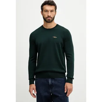 Pánský svetr Bavlněný svetr Aeronautica Militare MA1611UL00506 zelená 77X, vel. XXL