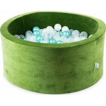 Suchý bazén Suchý bazén 90x40 Velvet Soft Olivový s míčky 300 ks: průhledné,