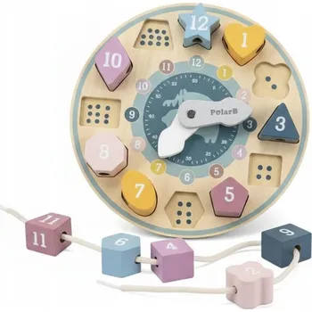 Hodiny DŘEVĚNÉ HODINY SE SLONEM UČENÍ HODIN VZDĚLÁVACÍ PUZZLE HRAČKA 18M+