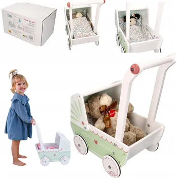 Kočárek pro panenku KOČÁREK PRO PANENKY DŘEVĚNÝ HRAČKOVÝ KOČÁREK PRO PANENKY HRAČKA DÁREK