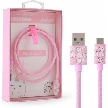 Datový kabel KABEL DO ŁADOWARKI USB-C KOLOROWY Kabel USB-C pro nabíječku, 1M, růžový jednorožec