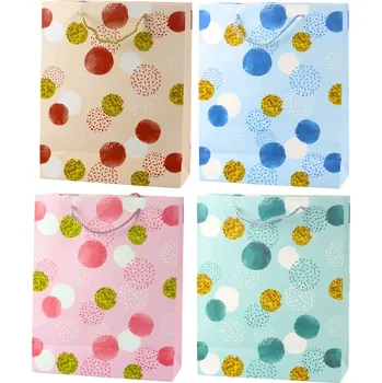 Pastelová dárková taška se zlatými tečkami