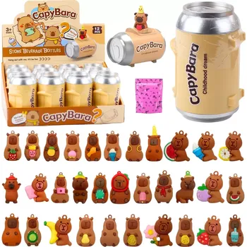 Figurka kapibara v plechovce – překvapení s brelokem a kartami