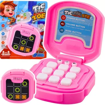 Desková hra Elektronická hra piškvorky TIC TAC TOE, 9 režimů, růžová
