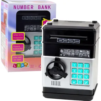 Pokladnička Černý sejf skleněná pokladnička s PIN kódem a světelnými a zvukovými efekty
