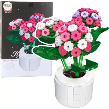 ostatní stavebnice Stavebnice růžová hortenzie v květináči 342 dílků